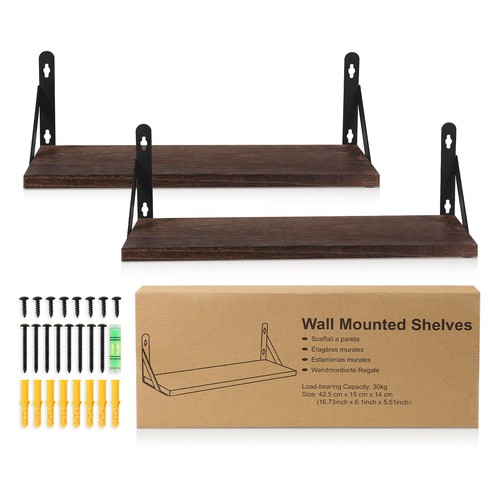 Wooden floating shelves - 2x,